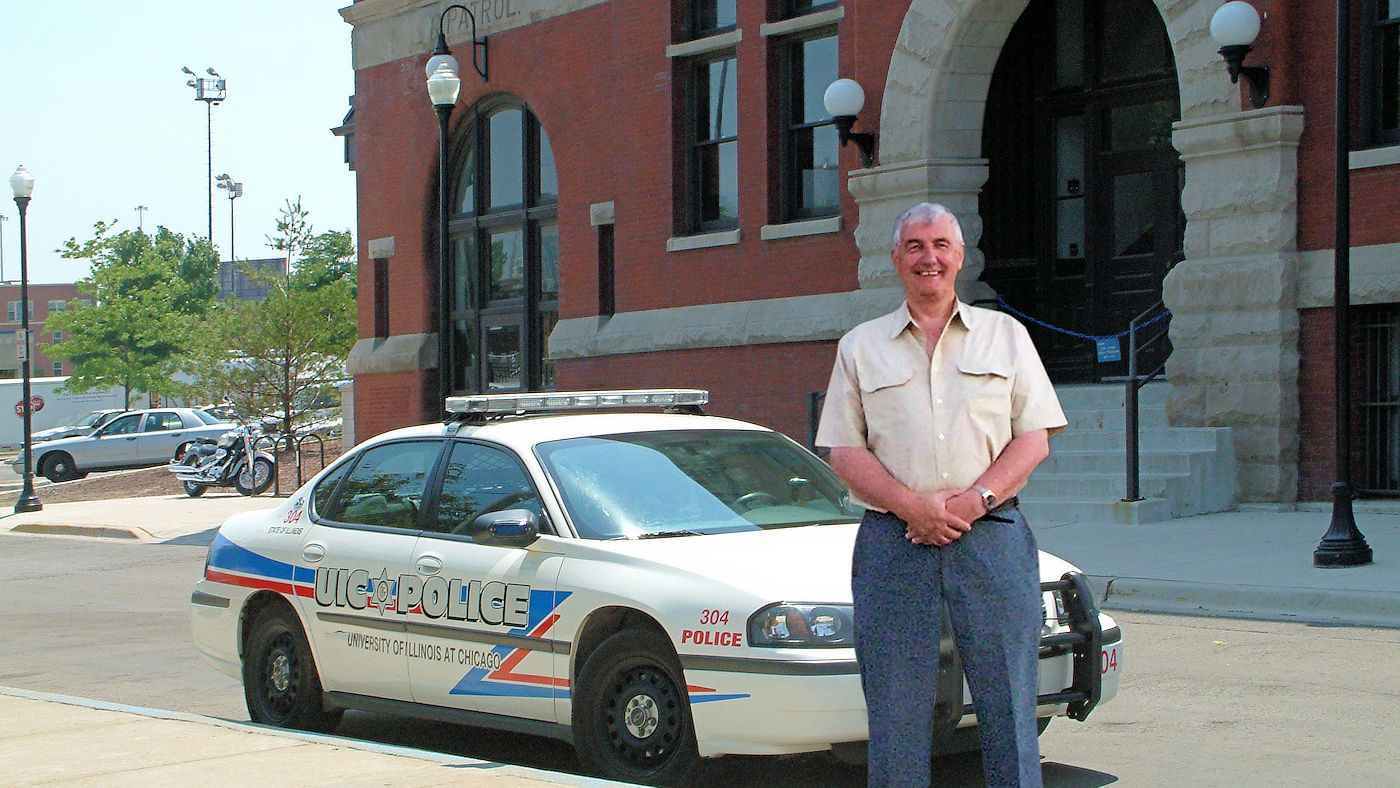 Andy Lambert outside the Hill Street Blues precinct building